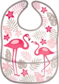 Canpol Babies Αδιάβροχη Σαλιάρα με Αυτοκόλλητο Pink Flamingo