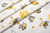 Dimcol Σετ Σεντόνια Κούνιας 3τμχ 120x160 - Honey Bee 545 White-Yellow - pigibebe.gr