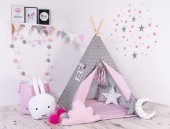Elis Design Παιδική Σκηνή Σετ με Μαξιλάρια Gray Pink Stars