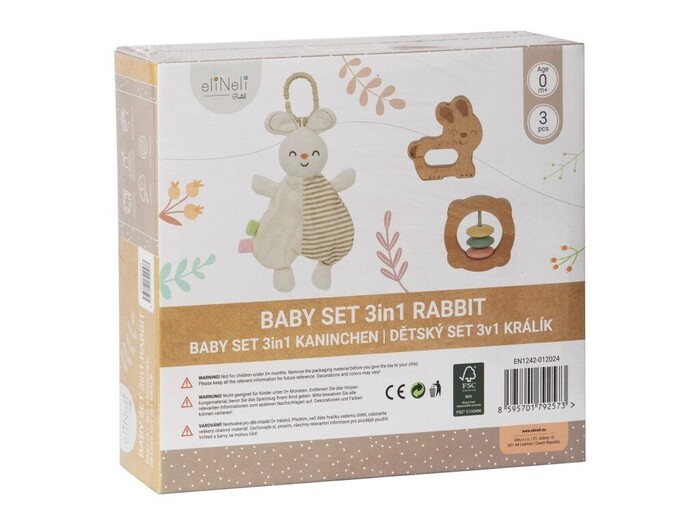 Eli Neli Montessori Rabbit Baby Set 3in1 Βρεφικό Σετ Δώρου